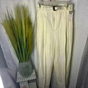Vintage NWT Christy Girl Women’s 12 Pleated Off White Belted Dress Pants